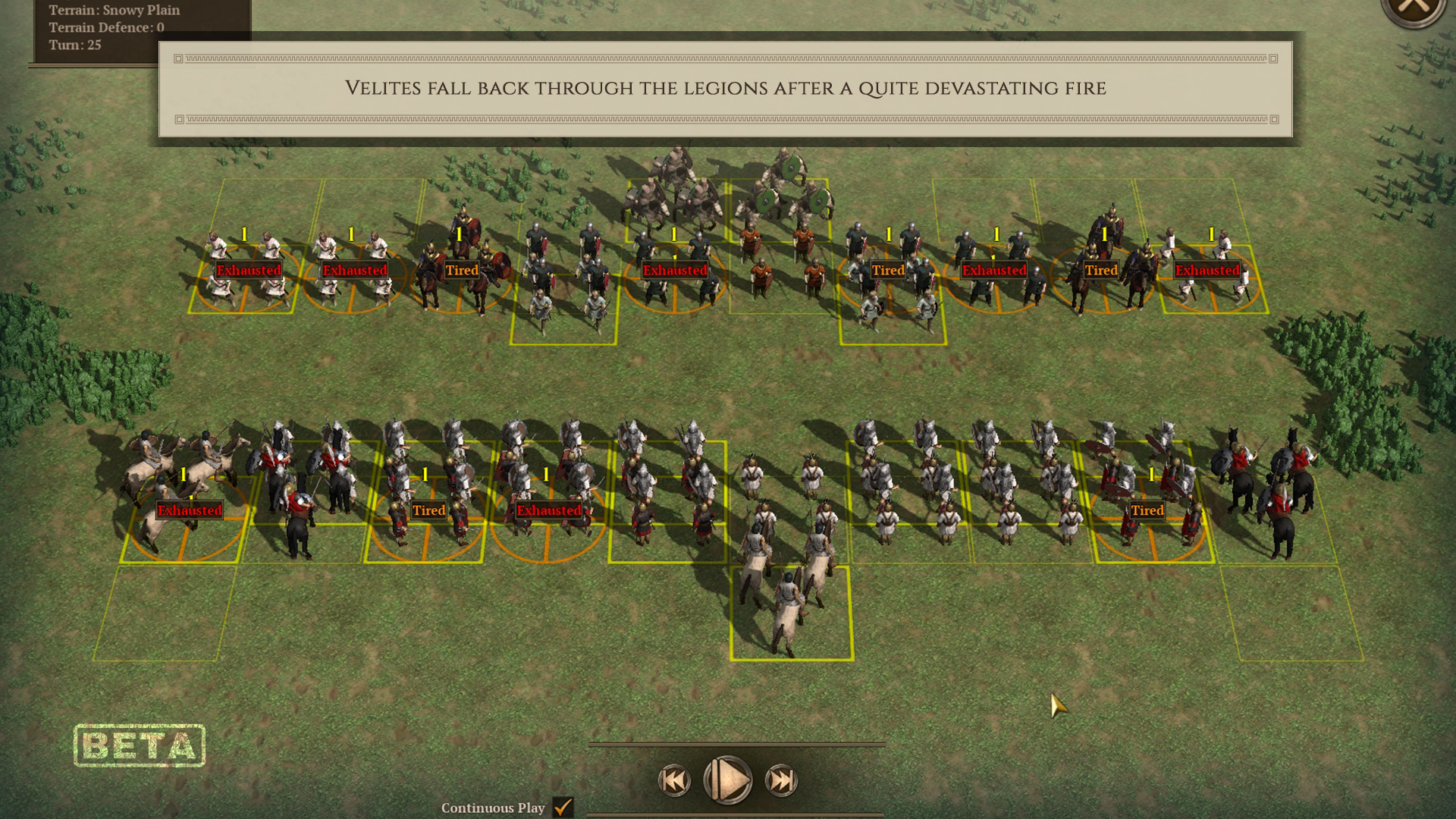 Velites fall back through the legions after a quite-devastating fire